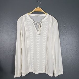 Broadway & Broome • Sheer Off White Boho Top